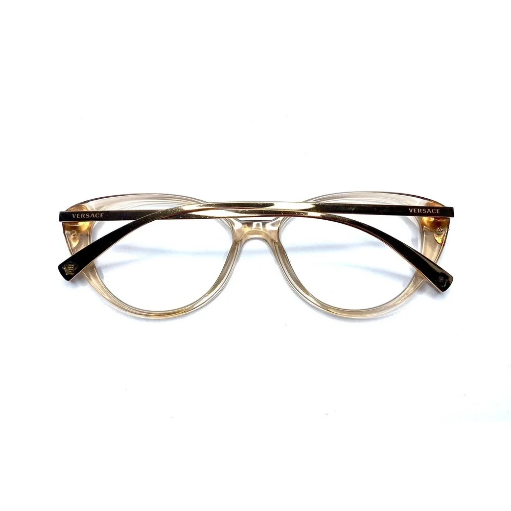 Versace Tan Clear Rose Gold Cat Eye Eyeglasses Italy MOD.3262-B 5215 52 16 140